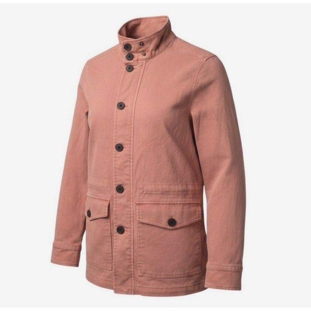 Lucky Brand Womens M Pink Washed Military Utility Jacket Button Front Anorak